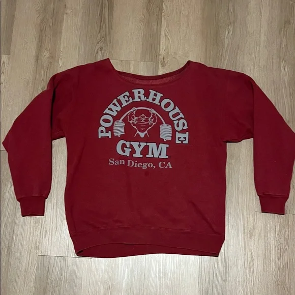 Power House Gym Red off shoulder Women's Sweater - Picture 1 of 2